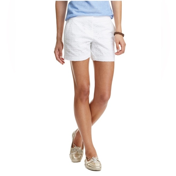 Vineyard Vines Women White Eyelet Shorts Plus 16 Old Money Country club Classic - Picture 1 of 16